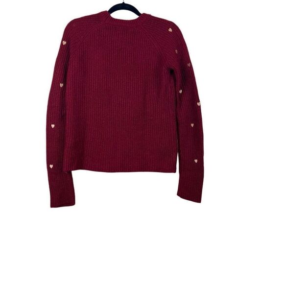 Pol Sweater Pullover Embroidered Gold Hearts Red Size S - Picture 2 of 4